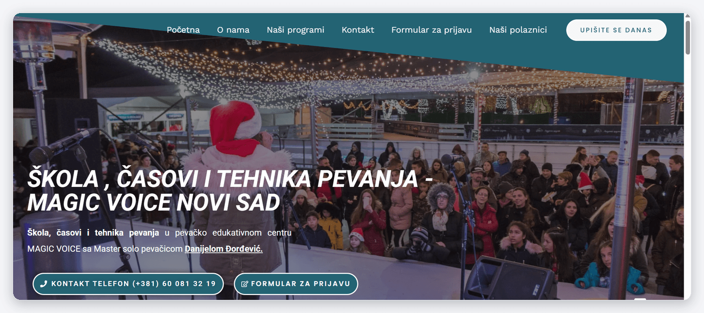 Izrada sajta magicvoice.org — škola pevanja u Novom Sadu
