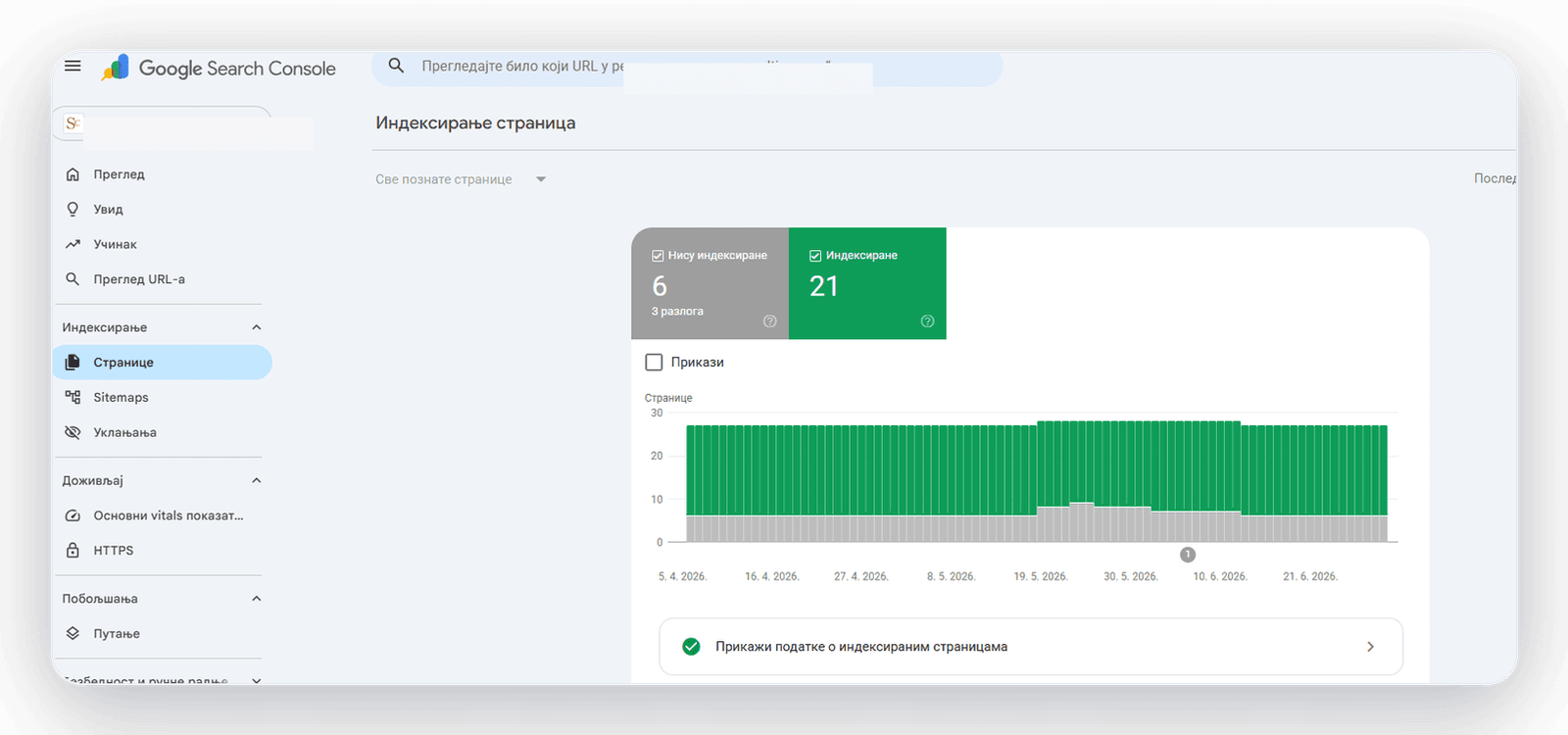 SEO optimizacija — indeksiranje stranica sajta u Google Search Console