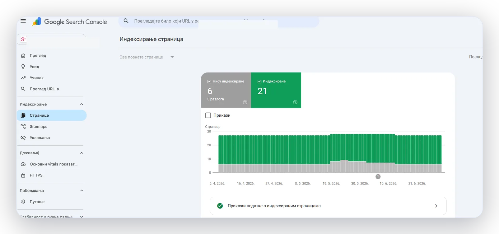 SEO optimizacija — indeksiranje stranica sajta u Google Search Console
